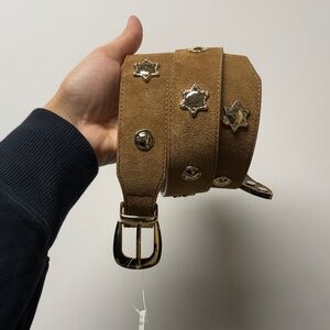 Madewell Women's Suede Wide Clean Western Belt: Sun Stud